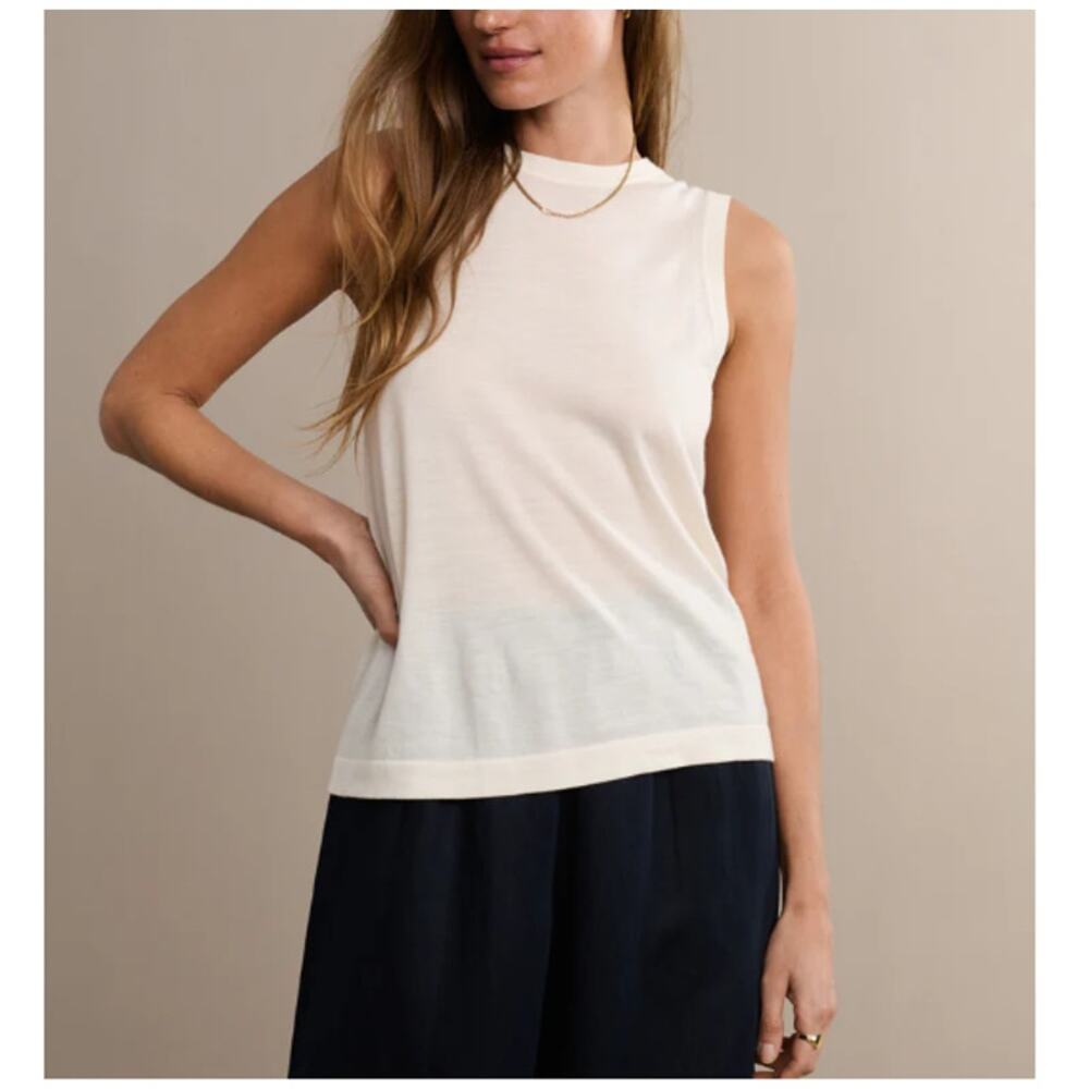 Jenni Kayne Women's Ivory Merino Tank Top Size S